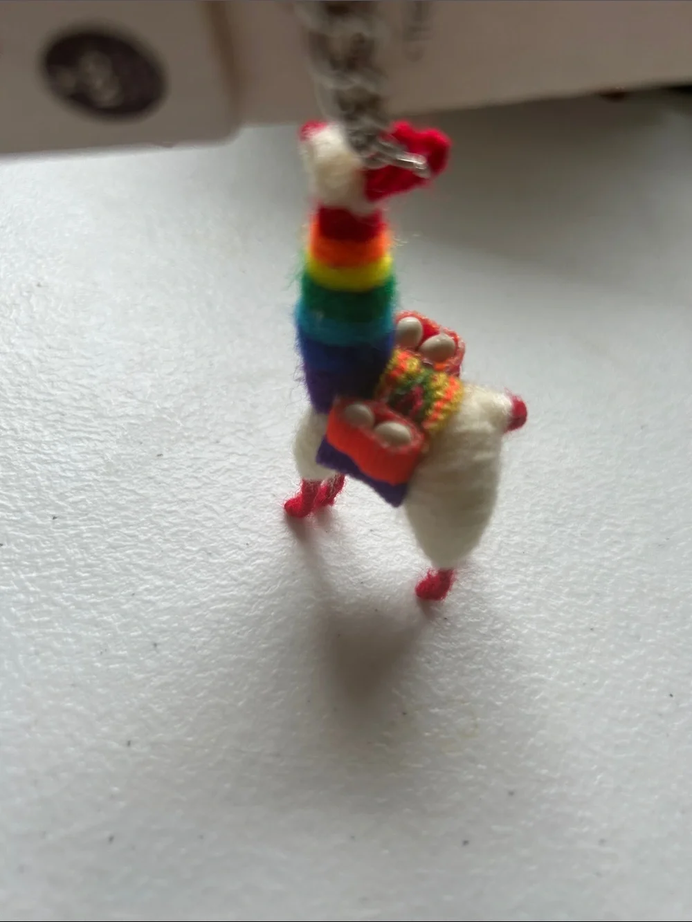 Terra Llama Keychain with Rainbow Saddle